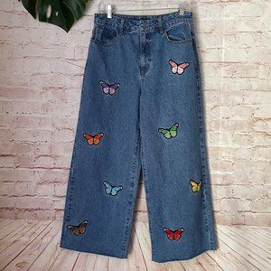 SHEIN Butterfly Mom Jeans Wide Leg Large L